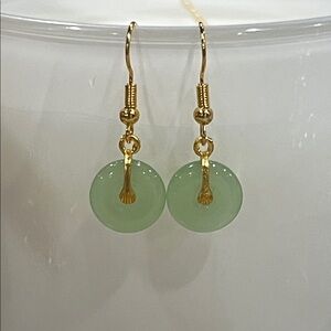 Chic Gold and Green Dangle Earrings